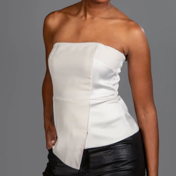 NWT WHITE HOUSE BLACK MARKET IVORY ASYMMETRICAL HEM BUSTIER SIZE 4 - Picture 4 of 9